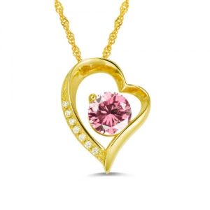 Birthstone Heart Mother Necklace Gold Plated