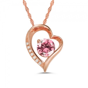Birthstone Heart Mother Necklace In Rose Gold