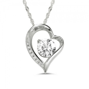 Birthstone Heart Mother Necklace Sterling Silver