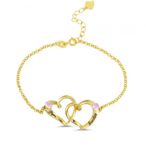 Interlocking Heart Mother Bracelet Gold Plated