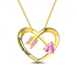 Custom Birthstones Arrow Heart Necklace Gold Plated