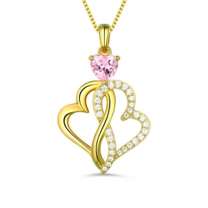 Personalized Twist Hearts Mother Necklace Gold Plated