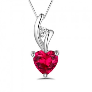 Personalized Heart Birthstone Pendant Necklace for Mother Sterling Silver