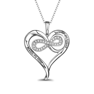 Personalized Infinity Heart Sterling Silver Necklace