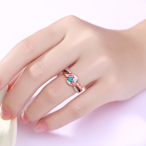 Personalized for Love Double Birthstones Promise Ring In Rose Gold