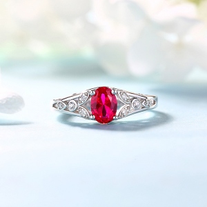 Personalized Oval Birthstone Vine Ring For Woman Sterling Silver