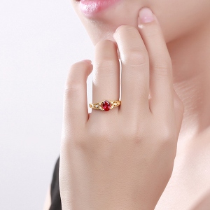 Personalized Oval Birthstone Vine Ring For Woman In Gold