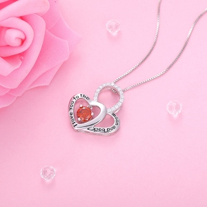 Customized "l love you to the moon and back" Birthstone Heart Necklace