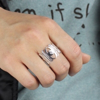 Custom Monogram Initial Birthstone Ring For Mom Sterling Silver
