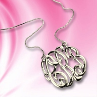 Celebrity Cube Premium Monogram Necklace Gift Sterling Silver