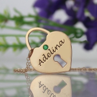 Heart Lock Keepsake Charm With Personalized Name Rose Gold