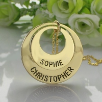 Engraved Kids' Names Ring Gold Necklace for Mother