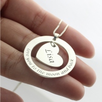 Heart Promise Necklace with Name & Phrase Sterling Silver