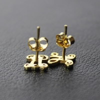 Single Monogram Stud Earrings 18K Gold Plated