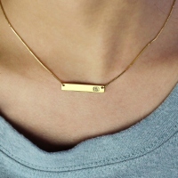 Personalized Engraved Gold Initial Monogram Bar Necklace