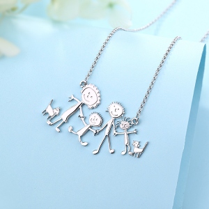 Customized Engraved Children Art Drawing Necklace Doodle Necklace