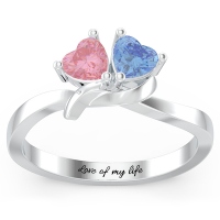 Engraved Couple Hearts Promise Ring