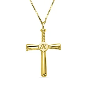 Personalisierte Baseball-Kreuz-Halskette Gold