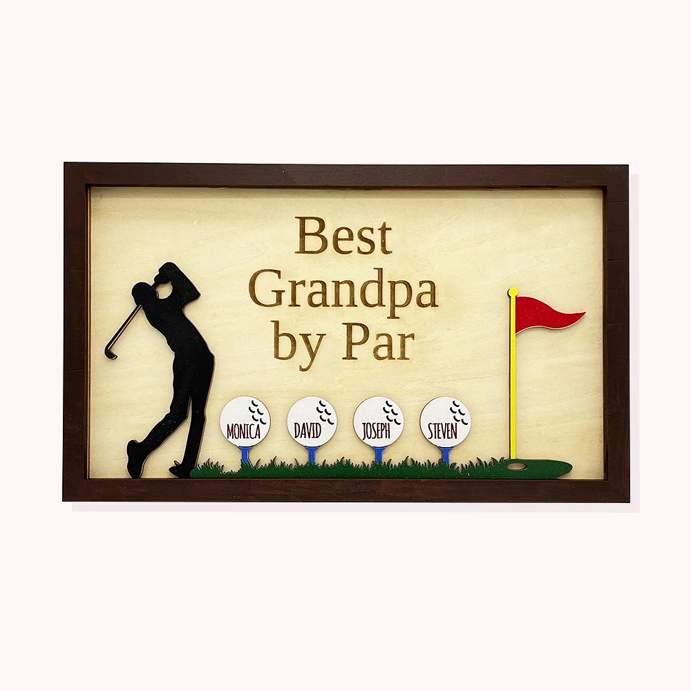 Personalisiertes Golf-Schild mit dem Namen „Bester Opa, Papa“ aus Holz, Dekoration