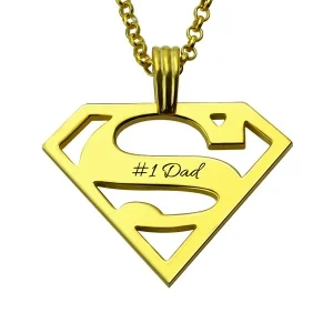 Personalisierte Unisex-Herren-Superman-Logo-Halskette in Gold