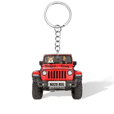 Personalisierter Jeep-Hunde-Schlüsselanhänger