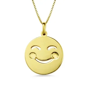 Emoji-Gesichts-Disc-Halskette in Gold