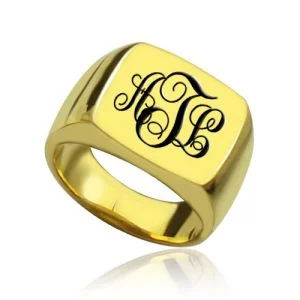 Individueller 18K vergoldeter Monogramm-Siegelring