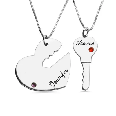 „Key to My Heart“-Namensanhänger-Set für Paare aus Sterlingsilber 925