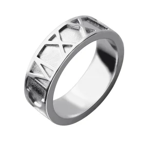 Personalisierter Bandring mit römischen Ziffern aus Sterlingsilber