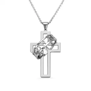 Personalisierte Herren-Symbol des Glaubens Kreuz Halo Ring Halskette