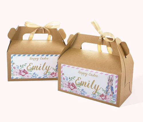 Benutzerdefinierte Karton Ostern Süßigkeiten Box Leckerli Tasche Geschenktüte mit Namen 3er Set