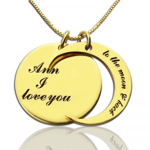 18k Gold Plated Cute I Love You to The Moon and Back Love Necklace
