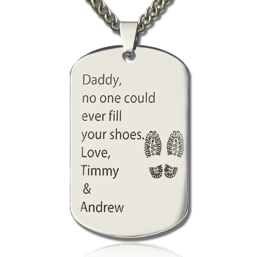 Presente para o dia do pai: colar com nome em chapa de identificação em aço de titânio