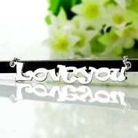 Cute Cartoon Ravie Font Solid White Gold Name Necklace