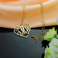 Gold Plated Silver Initial Monogram Personalized Heart Necklace