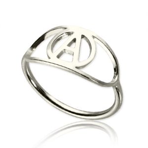 Personalized Eye Ring with Initial Sterling Silver