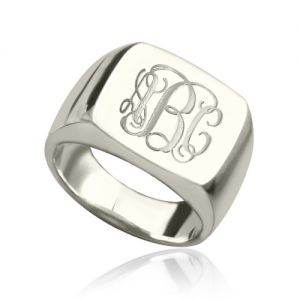 Silver sterling Monogram with engraved square design