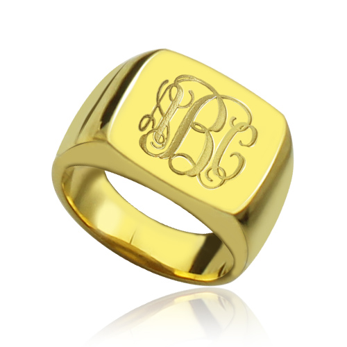 Anel inicial banhado a ouro 18K Fashion Monograma