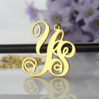 Collier Monogramme-2 Initials-Plaqué Or 18ct