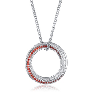 Sterling Silver Mobius Hoop 2 Colour Birthstone Necklace