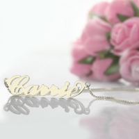 Wonderful Personalized Box Chain Carrie Name Necklace Silver