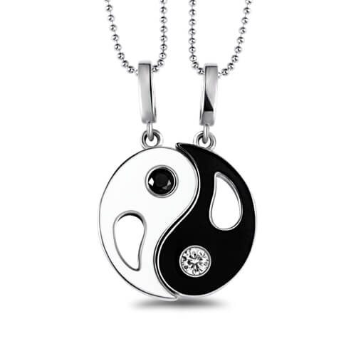 Fio personalizado Yin Yang com dois pingentes e pedras zodiacais