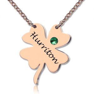 Cheap Irish Four Leaf Clover Good Luck Necklace Gift Rose Gold