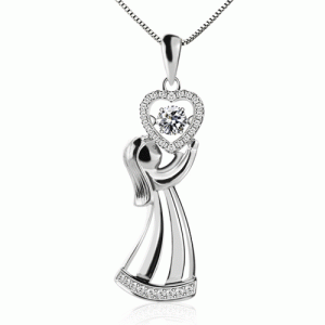 Birthday Gift for Her: Halo Heart Necklace with Floating Swarovski