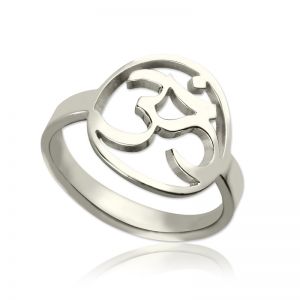 Personalized Om Yoga Ring Sterling Silver