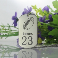 Titanium Steel Man's Dog Tag Rugby Name Necklace