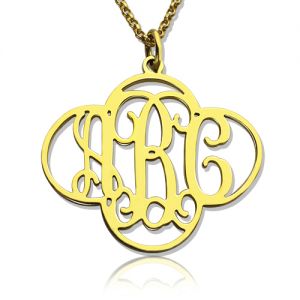 Personalized Cut Out Clover Monogram Necklace 18K Gold Plated