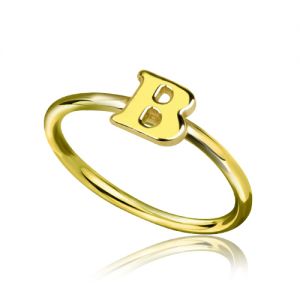 Custom Midi Initial Letter Ring 18k Gold Plated