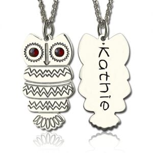 Personalized Engraved Owl Name Necklace With Birthstone