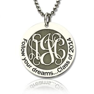 Fancy Follow Your Dreams Monogram Round Necklace Sterling Silver